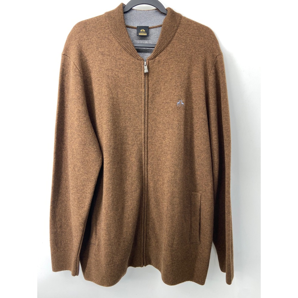 Karaca Sweater Mens XXL Brown Triko Cardigan Zip Classic Luxury Knitwear